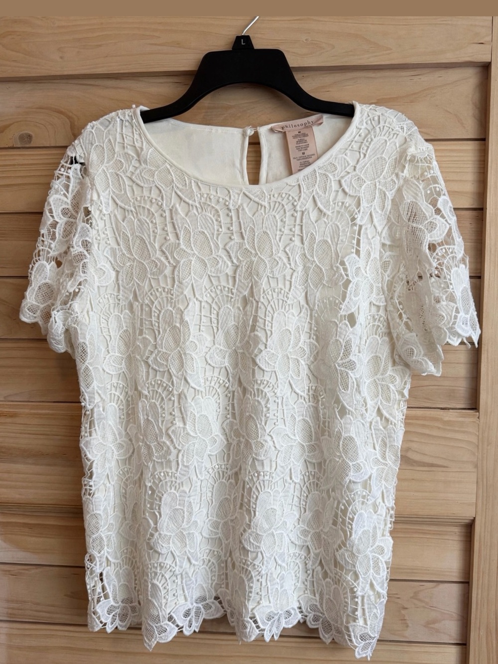 Philosophy Ivory Lace Floral Short-Sleeve Top
